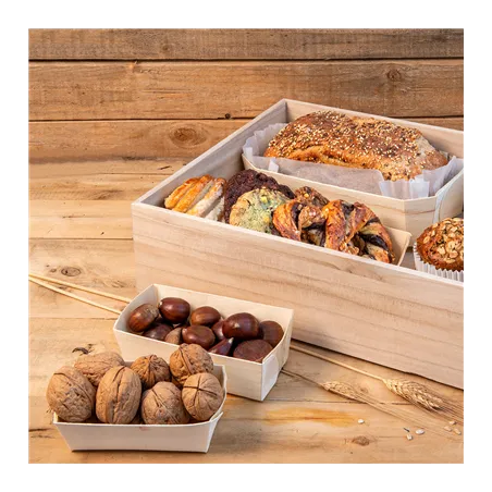 BOÎTE PRÉSENTATION BUFFET WOOD  37x21x5 CM NATUREL BOIS (1 UNITÉ)