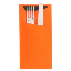 SACS COUVERTS + SERVIETTE JUST IN TIME  90 + 10PE G/M2 11,2x22,5 CM ORANGE CELLULOSE (400 UNITÉ)