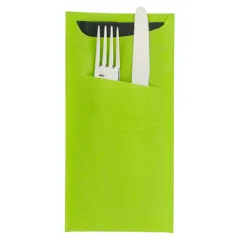 SACS COUVERTS + SERVIETTE JUST IN TIME  90 + 10PE G/M2 11,2x22,5 CM VERT ANIS CELLULOSE (400 UNITÉ)