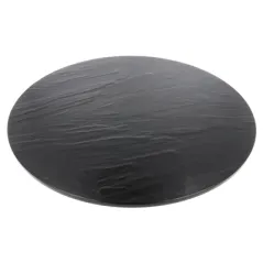 PLATEAUX RONDÉES IMITATION ARDOISE ASAMI WARE  Ø 43x4 CM NOIR MÉLAMINE (3 UNITÉ)