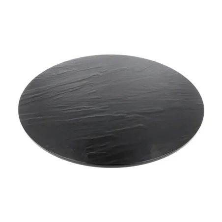 PLATEAUX RONDÉES IMITATION ARDOISE ASAMI WARE  Ø 43x4 CM NOIR MÉLAMINE (3 UNITÉ)