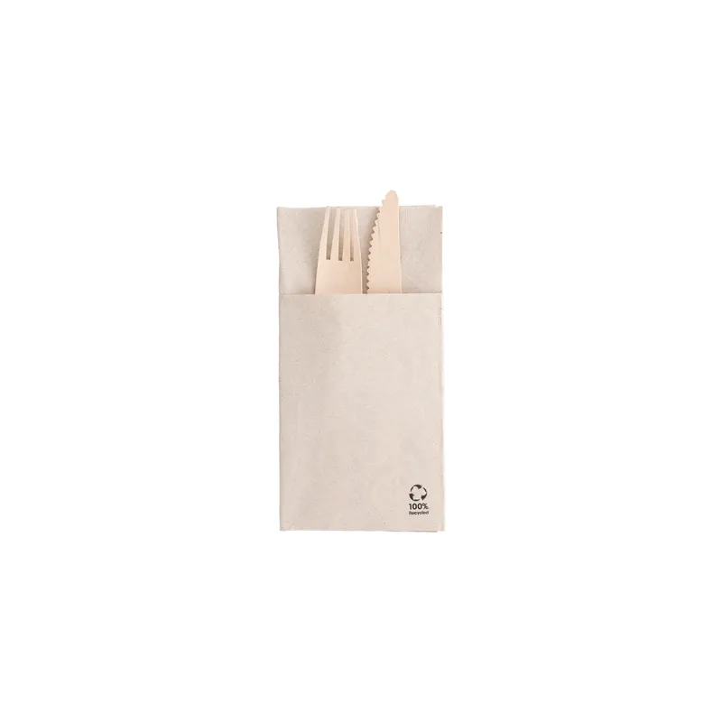 SERVIETTES KANGOUROU ECOLABEL 2 PLIS FEEL GREEN  18 G/M2 40x40 CM NATUREL OUATE RECYCLÉE (1000 UNITÉ)