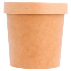RÉCIPIENTS + COUVERCLES  360 ML - 12 oz 300 + 18 PE G/M2 Ø 9/7,3x8,6 CM NATUREL KRAFT (250 UNITÉ)