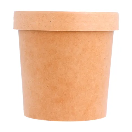 RÉCIPIENTS + COUVERCLES  360 ML - 12 oz 300 + 18 PE G/M2 Ø 9/7,3x8,6 CM NATUREL KRAFT (250 UNITÉ)