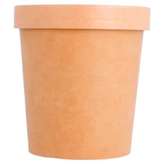 RÉCIPIENTS + COUVERCLES  480 ML - 16 oz 320 + 18 PE G/M2 Ø 9,8/7,5x10 CM NATUREL KRAFT (250 UNITÉ)