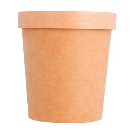 RÉCIPIENTS + COUVERCLES  480 ML - 16 oz 320 + 18 PE G/M2 Ø 9,8/7,5x10 CM NATUREL KRAFT (250 UNITÉ)