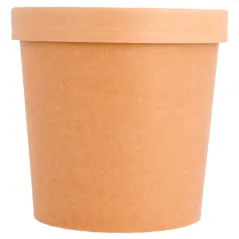 RÉCIPIENTS + COUVERCLES  780 ML - 26 oz 330 + 18 PE G/M2 Ø11,6/9,3x11 CM NATUREL KRAFT (250 UNITÉ)