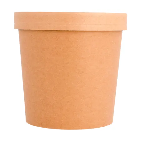 RÉCIPIENTS + COUVERCLES  780 ML - 26 oz 330 + 18 PE G/M2 Ø11,6/9,3x11 CM NATUREL KRAFT (250 UNITÉ)