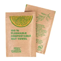 RINCE-DOIGTS FLUSHABLE KRAFT FEEL GREEN  50 G/M2 6,8x10 CM BLANC CELLULOSE (1200 UNITÉ)
