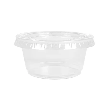 50 PETITS POTS + 50 COUVERCLES  60 ML Ø6,2x3,2 CM TRANSPARENT PP (24 UNITÉ)