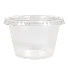 50 PETITS POTS + 50 COUVERCLES  120 ML Ø7,4x4,6 CM TRANSPARENT PP (24 UNITÉ)