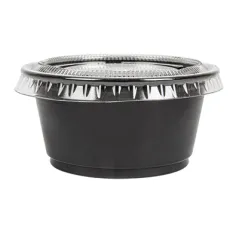 50 PETITS POTS + 50 COUVERCLES  60 ML Ø6,2x3,2 CM NOIR PP (24 UNITÉ)
