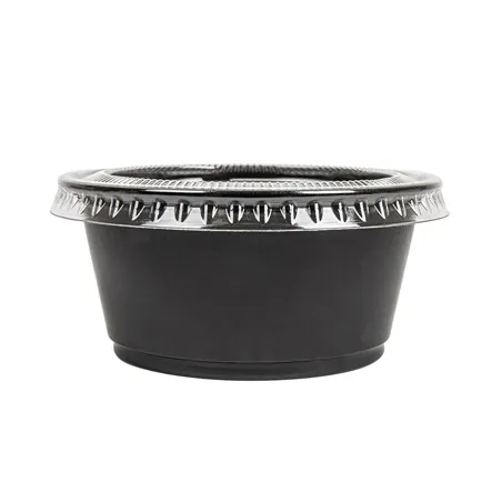 50 PETITS POTS + 50 COUVERCLES  100 ML Ø7,4x3,5 CM NOIR PP (24 UNITÉ)