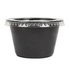 50 PETITS POTS + 50 COUVERCLES  120 ML Ø7,4x4,6 CM NOIR PP (24 UNITÉ)