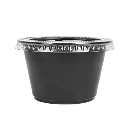 50 PETITS POTS + 50 COUVERCLES  120 ML Ø7,4x4,6 CM NOIR PP (24 UNITÉ)