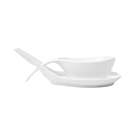 BOLS SOUPE AVEC SAUCIÈRE  118 ML 18x8,6x4,3 CM BLANC PORCELAINE (6 UNITÉ)