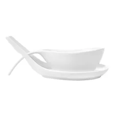 BOLS SOUPE AVEC SAUCIÈRE  200 ML 23x10,5x5,2 CM BLANC PORCELAINE (6 UNITÉ)