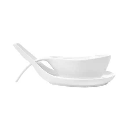 BOLS SOUPE AVEC SAUCIÈRE  200 ML 23x10,5x5,2 CM BLANC PORCELAINE (6 UNITÉ)
