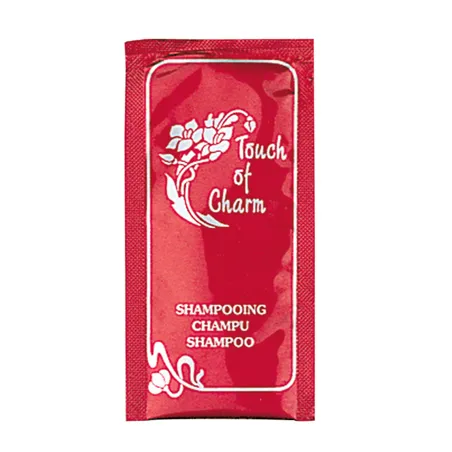 SACHETS SHAMPOOING 'TOUCH OF CHARM' 10 ML 5x10 CM BORDEAUX PET (1000 UNITÉ)