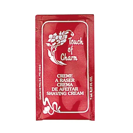 SACHETS CRÈME À RASER 'TOUCH OF CHARM' 5 ML 4,5x8 CM BORDEAUX PET (2000 UNITÉ)