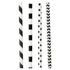 PAILLES DROITES À FRANGES ET À POIS PAPER  Ø0,60x20 CM ASSORTI PAPIER (3000 UNITÉ)