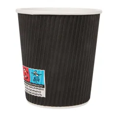 GOBELETS BOISSONS CHAUDES DOUBLE PAROI  180 ML - 6 oz 260 + 250 + 18 PE G/M2 Ø7,2/5,3x7,8 CM NOIR CARTON (1000 UNITÉ)