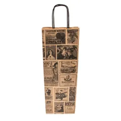 SACS SOS AVEC ANSES 1 BOTEILLE 'BACCHUS' 100 G/M2 14+8x40 CM NATUREL KRAFT (250 UNITÉ)