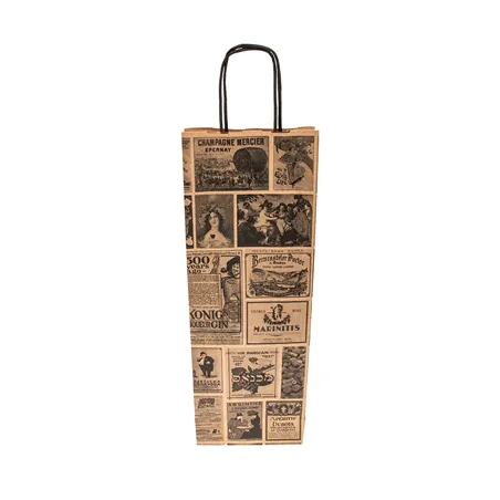 SACS SOS AVEC ANSES 1 BOTEILLE 'BACCHUS' 100 G/M2 14+8x40 CM NATUREL KRAFT (250 UNITÉ)