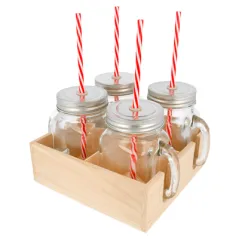 SET 4 PICHETS+PAILLE AVEC BASE