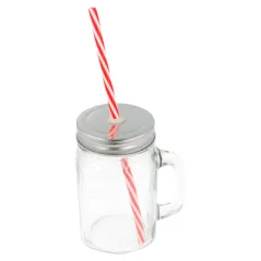 SET 4 PICHETS+PAILLE AVEC BASE WAKI GLASS 450 ML Ø 8x13 CM TRANSPARENT VERRE (6 UNITÉ)