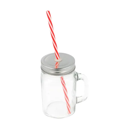 SET 4 PICHETS+PAILLE AVEC BASE WAKI GLASS 450 ML Ø 8x13 CM TRANSPARENT VERRE (6 UNITÉ)