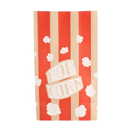 SACS SOS POP CORN 'STRIPES' 2,5 L-85 OZ 70 G/M2 14+8x24 CM NATUREL PARCH.INGRAISSABLE (500 UNITÉ)