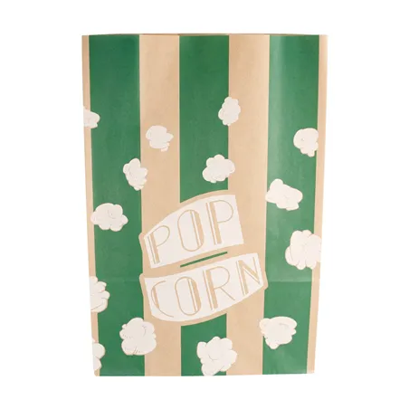 SACS SOS POP CORN 'STRIPES' 5 L-170 OZ 70 G/M2 20+9x29,5 CM NATUREL PARCH.INGRAISSABLE (500 UNITÉ)