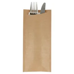 SACS COUVERTS + SERV. AIRLAID BLANC JUST IN TIME  80+10PE G/M2 8,5x19,5 CM NATUREL KRAFT VERGÉ (250 UNITÉ)