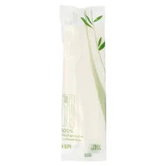 SET 3/1 FOURCHETTE, COUTEAU, SERVIETTE FEEL GREEN  18 CM BLANC CPLA (500 UNITÉ)