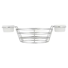 CORBEILLES OVALES + 2 POTS   26x10x5,3 CM CHROME ACIER (6 UNITÉ)
