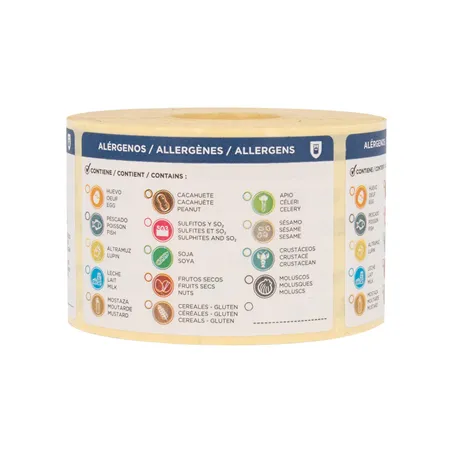 ÉTIQUETTES ADHESIVES ALLERGÈNES   7,5x5 CM PAPIER (500 UNITÉ)
