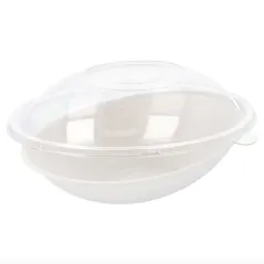 BOLS OVALES + COUVERCLES BIONIC  22x13,5x5,5+4,5 CM BLANC BAGASSE (100 UNITÉ)