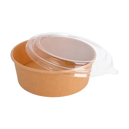 COMBO SALADIERS + COUVERCLES PET  1300 ML - 43,3 oz 320 + 18 PE G/M2 Ø 18,4/16x6,6 CM NATUREL KRAFT (200 UNITÉ)