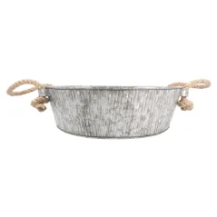 PLATEAU ROND POIGNÉES EN CORDE ARTINOX  Ø 35,5x11 CM GALVANISÉ ACIER (1 UNITÉ)