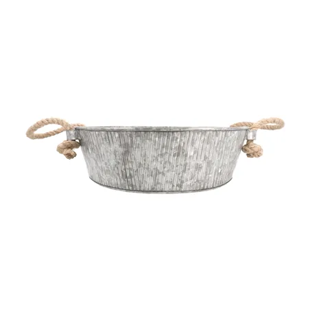 PLATEAU ROND POIGNÉES EN CORDE ARTINOX  Ø 35,5x11 CM GALVANISÉ ACIER (1 UNITÉ)