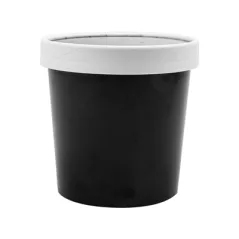RÉCIPIENTS + COUVERCLES 360 ML - 12 oz 300 + 18 PE G/M2 Ø9/7,2x8,4 CM NOIR CARTON (250 UNITÉ)