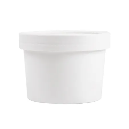 RÉCIPIENTS + COUVERCLES  240 ML - 8 oz 300 + 18 PE G/M2 Ø9/7,5x6 CM BLANC CARTON (250 UNITÉ)