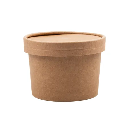 RÉCIPIENTS +COUVERCLES  240 ML - 8 oz 300 + 18 PE G/M2 Ø9/7,5x6 CM NATUREL KRAFT (250 UNITÉ)