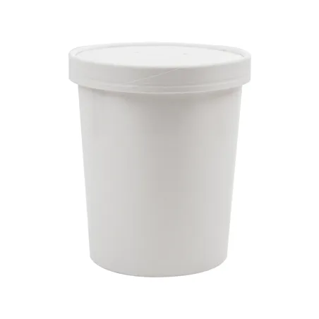 RÉCIPIENTS + COUVERCLES  960 ML - 32 oz 330 + 18 PE G/M2 Ø11,7/9,2x13,5 CM BLANC CARTON (250 UNITÉ)
