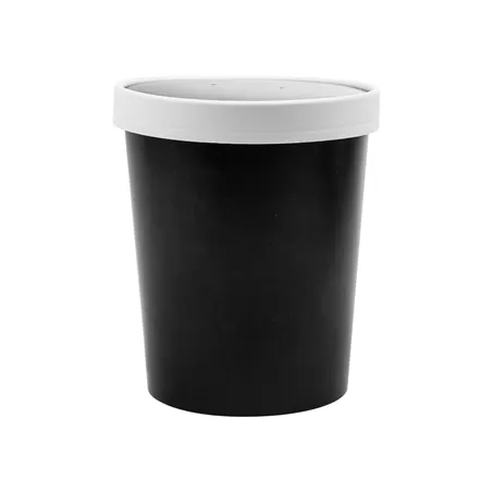 RÉCIPIENTS + COUVERCLES  960 ML - 32 oz 330 + 18 PE G/M2 Ø11,7/9,2x13,5 CM NOIR CARTON (250 UNITÉ)