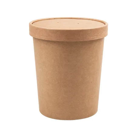 RÉCIPIENTS + COUVERCLES  960 ML - 32 oz 330 + 18 PE G/M2 Ø11,7/9x13,5 CM NATUREL KRAFT (250 UNITÉ)