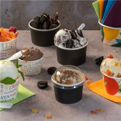 POTS À GLACES  70 ML 210 + 18PE G/M2 Ø 6,5x3,9 CM NOIR CARTON (2000 UNITÉ)