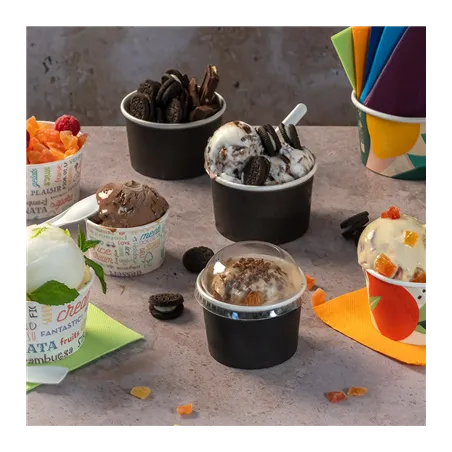 POTS À GLACES  70 ML 210 + 18PE G/M2 Ø 6,5x3,9 CM NOIR CARTON (2000 UNITÉ)