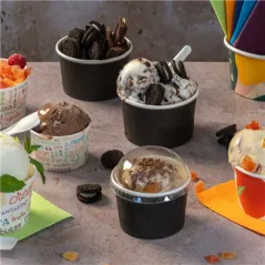 POTS À GLACES  90 ML 210 + 18PE G/M2 Ø 7,2x4 CM NOIR CARTON (2000 UNITÉ)